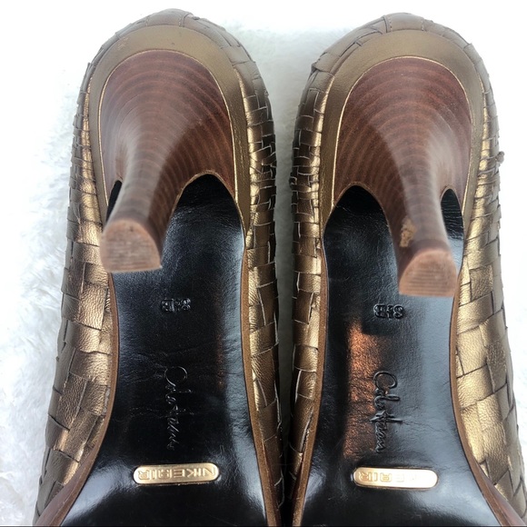 Cole Haan X Nike Air Bronze Basket Weave Metallic Pumps - Picture 12 of 12
